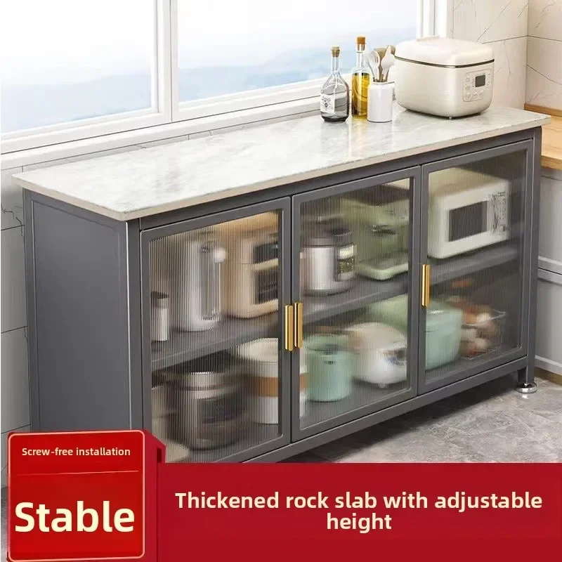 Kitchen Shelves Floor-to-ceiling Multi-layer Slate Storage Cabinets Microwave Oven Vegetables Side Bowls Lockers Kitchenware