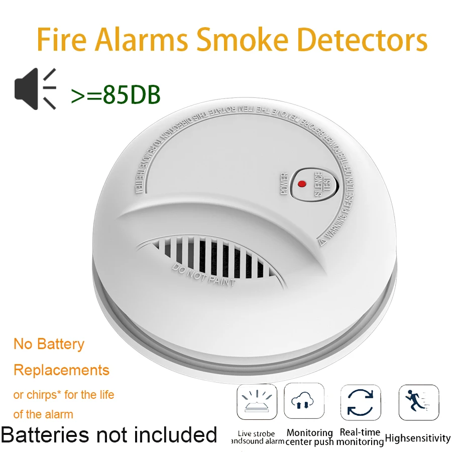 PGST 433HMz Smoke Detector, Photoelectric Sensor Battery-powered Fire Smoke Alarm, LED warning light,for living rooms, bedrooms