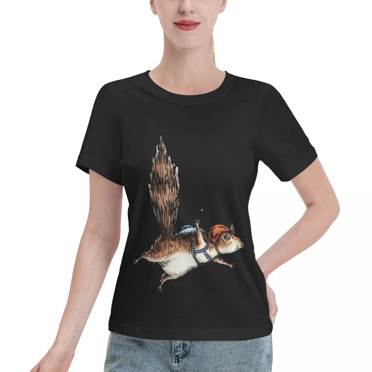 Bargain Price Skydiver Squirrel Skydiving Adventure Design Women's T-shirt Soft Casual Affordable Ladies Tshirt