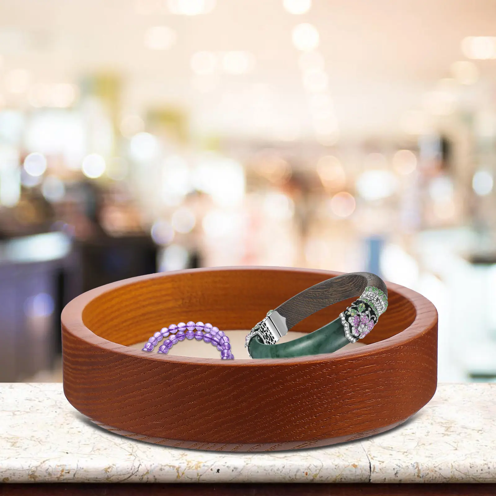 

Wooden Jewelry Organizer Half Circle Solid Wood Bracelet Ring Display Stand for Retail Store Show Jewelry Organizer