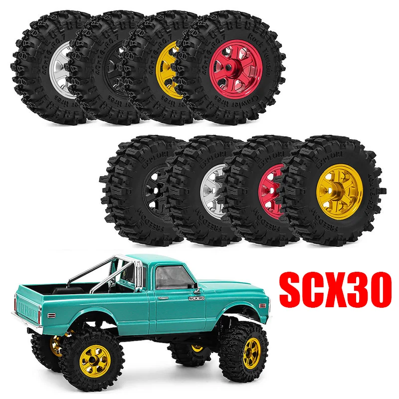 

SCX30 4pcs 0.7'' Wheel RimsTire for 1/30 RC Crawler Car Axial SCX30