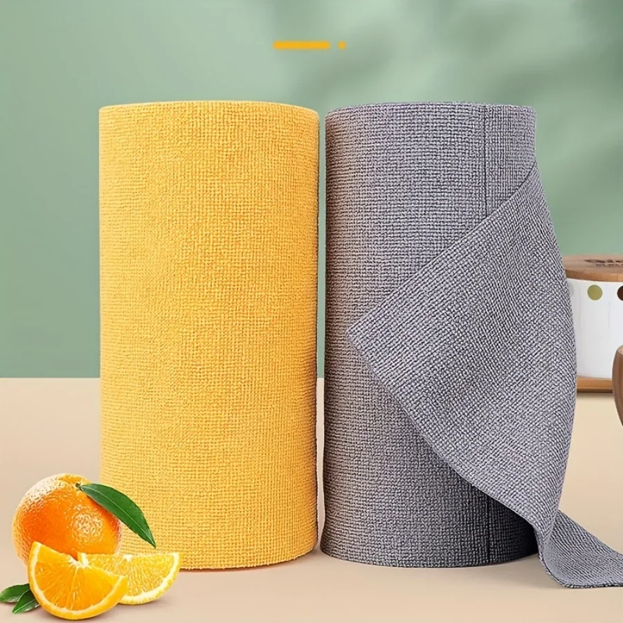 1 rollo (12 uds) trapo para platos desechable de 25x25CM, rollo de toalla de microfibra, toalla de limpieza por desgarro de manos, toalla de microfibra lavable reutilizable