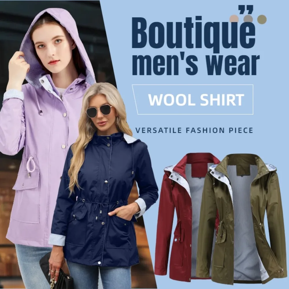 

2025 New Autumn and Winter Detachable Hat Windbreaker Women's Clothing Women's Outerwear Raincoat