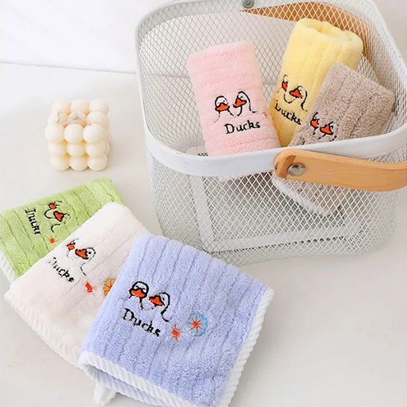 5pcs Set Baby Towel Coral Velvet Newborn Square Face Towels Soft Absorbent Cartoon Embroidery Animal Home Children\'s Hand Towel