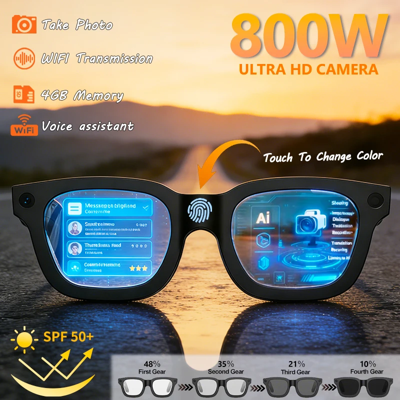 2026 Smart Glasses HD Photo Video OpenAI Record Translation Touch Photochromic Lenses Bluetooth Call Music Multifunction Glasses