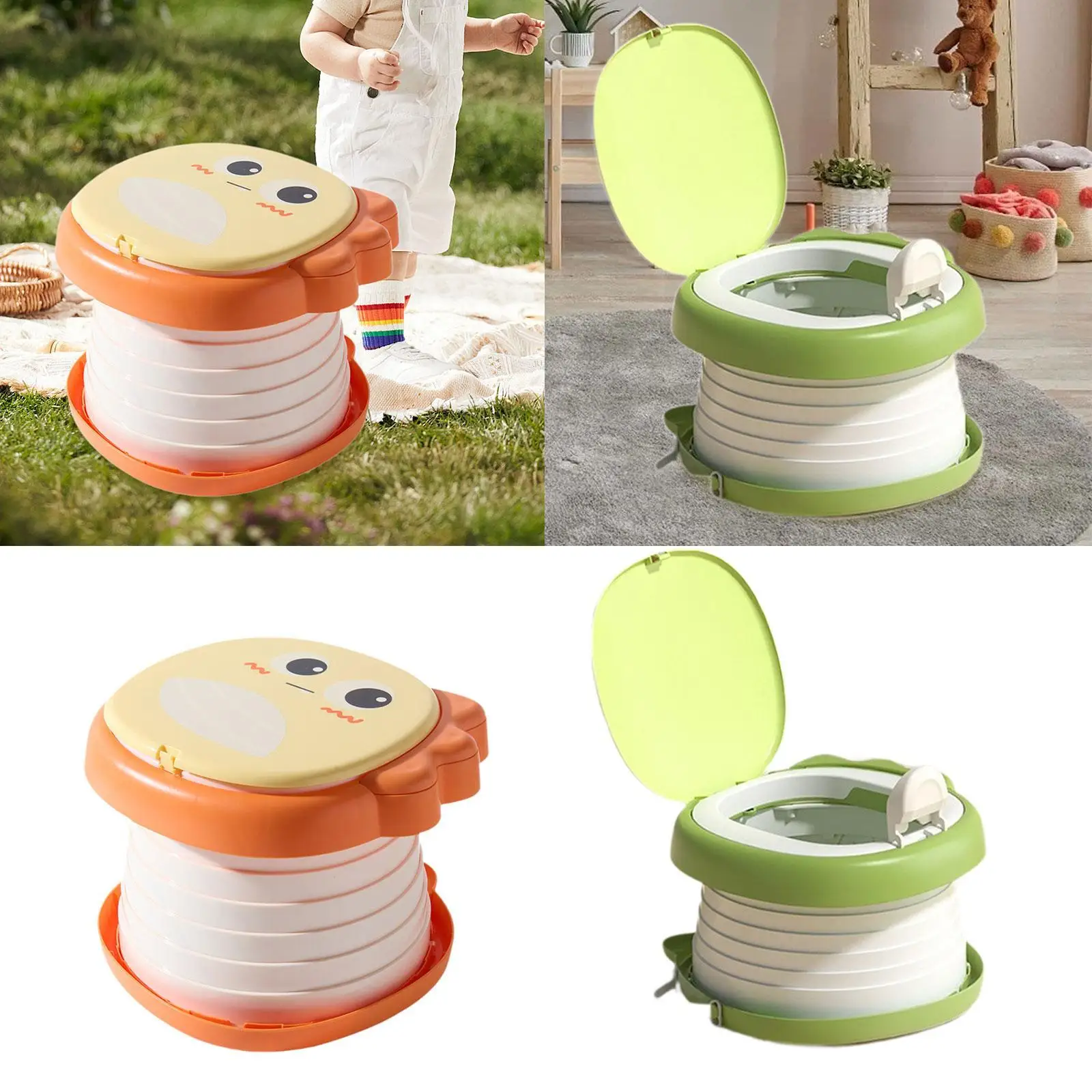 Vasino per bambini Sedile per vasino portatile da viaggio compatto pieghevole riutilizzabile Vasino per bambini per campeggio all'aperto Casa per neonati al coperto