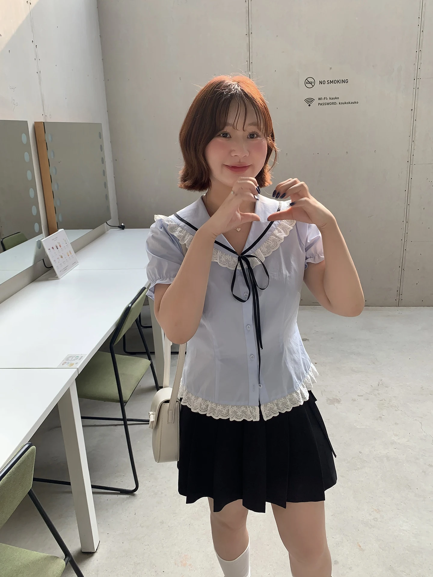 

Korean Style Ruffle Collar Shirt Women's Spring Summer Slim Fit School Uniform Style Floral Print Cotton Short Sleeve Shirt