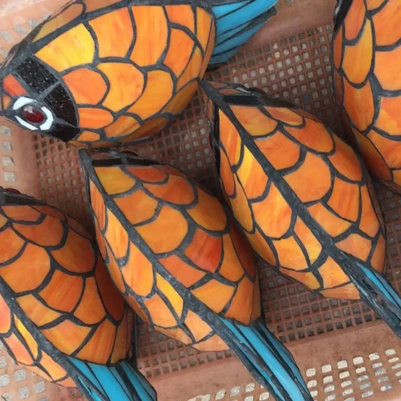 GISELLE Tiffany Glass Table Lamp LED Creative Novelty Red Small Fish Desk Light For Home Study Bedroom Bedside Decor