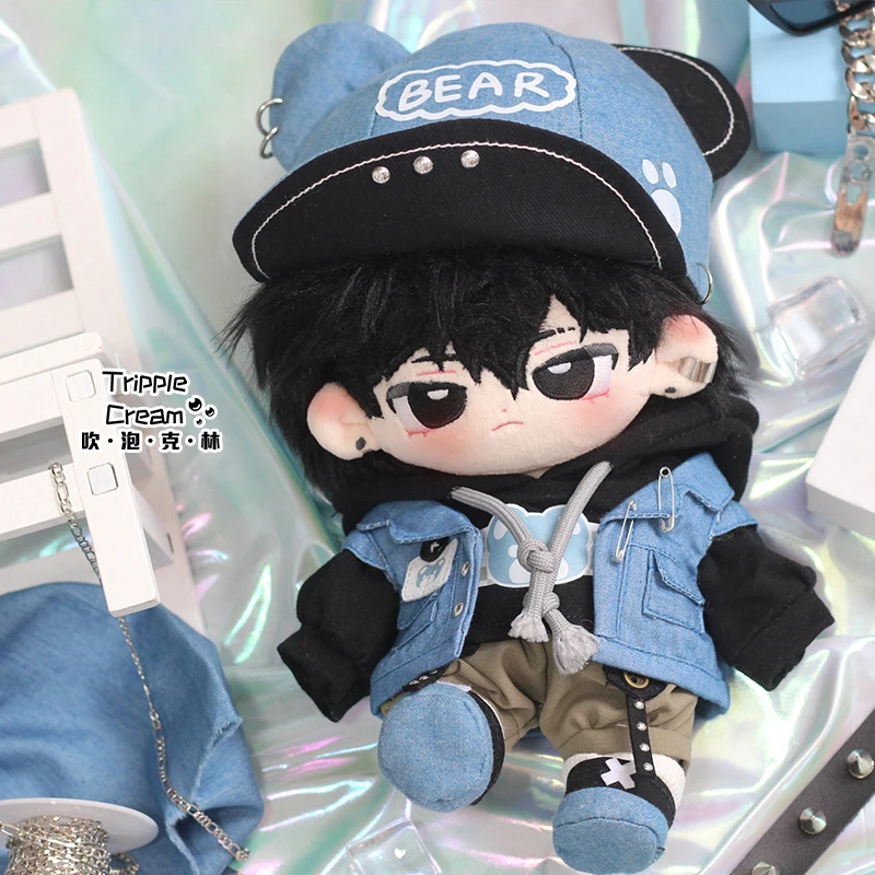 Cool Handsome Fashion Rivet Hat Little Bear Sweater Punk Pants Suit For 20cm Plushie Cotton Doll Clothes Anime Toy For Kids Gift