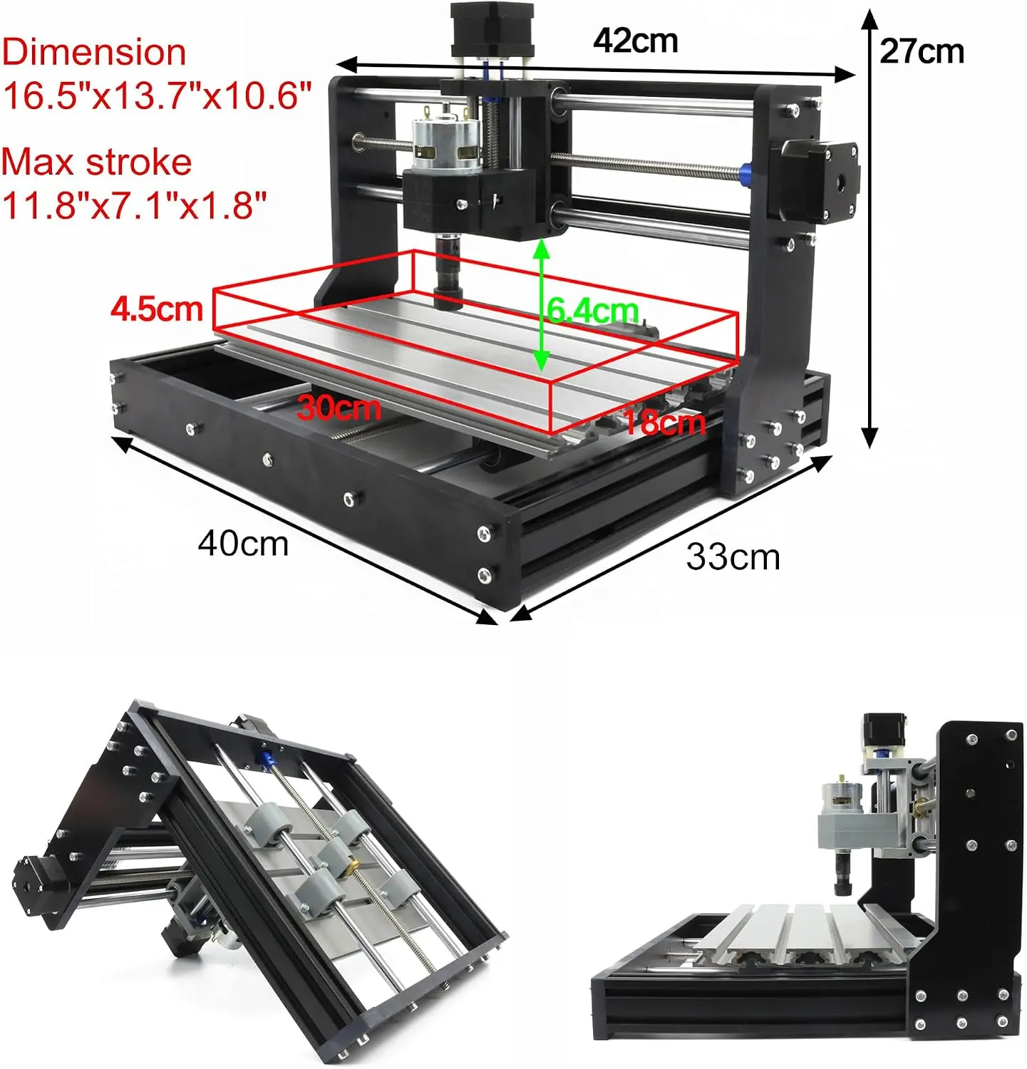 3 Axis 3018-PRO CNC Router Mini Desktop Milling Engraver Machine | GRBL Control,USB DIY Engraving Machine,120W PWM Spindle - view 2