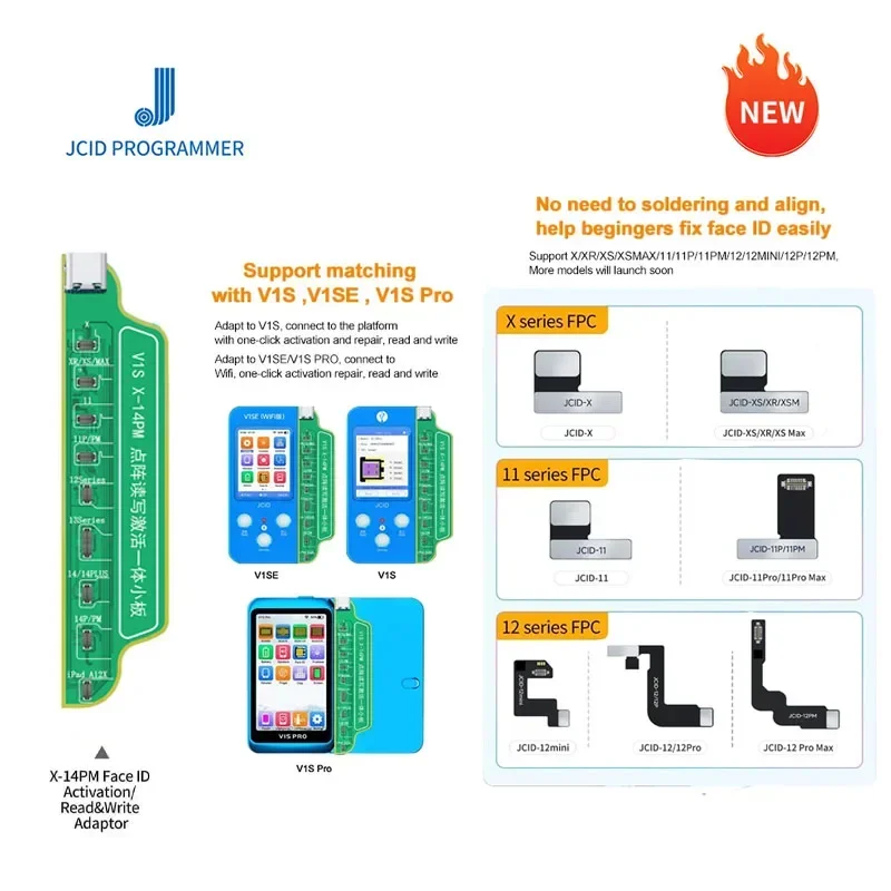 New JC JCID Dot Matrix Flex Cable for IPhone X XR XS 11 12 13 14 PRO MAX Mini Face ID Repair Read and Write Data Programing