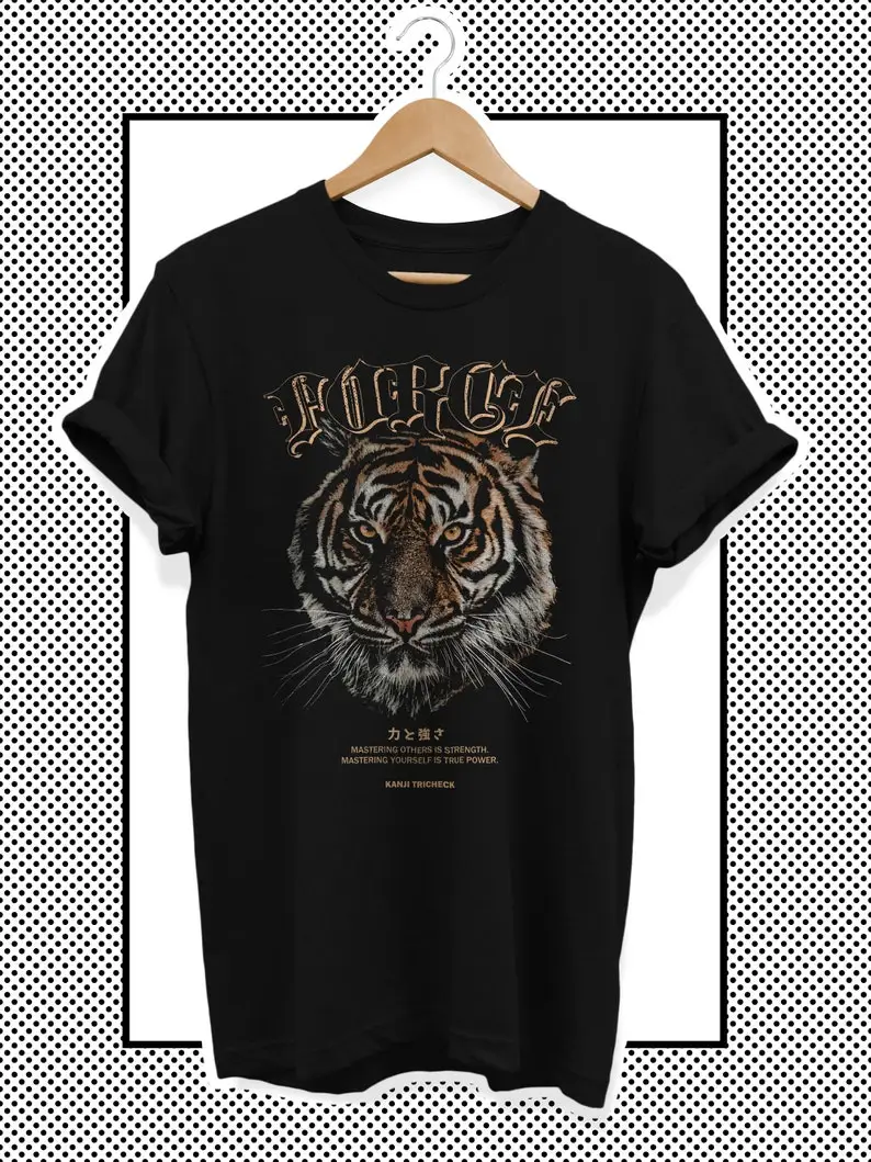 

Streetwear TShirt with Vintage Tiger Head Graphic / Japan Soft Grunge Shirt for Harajuku Fans / Chinese Tiger Zodiac Gift Idea