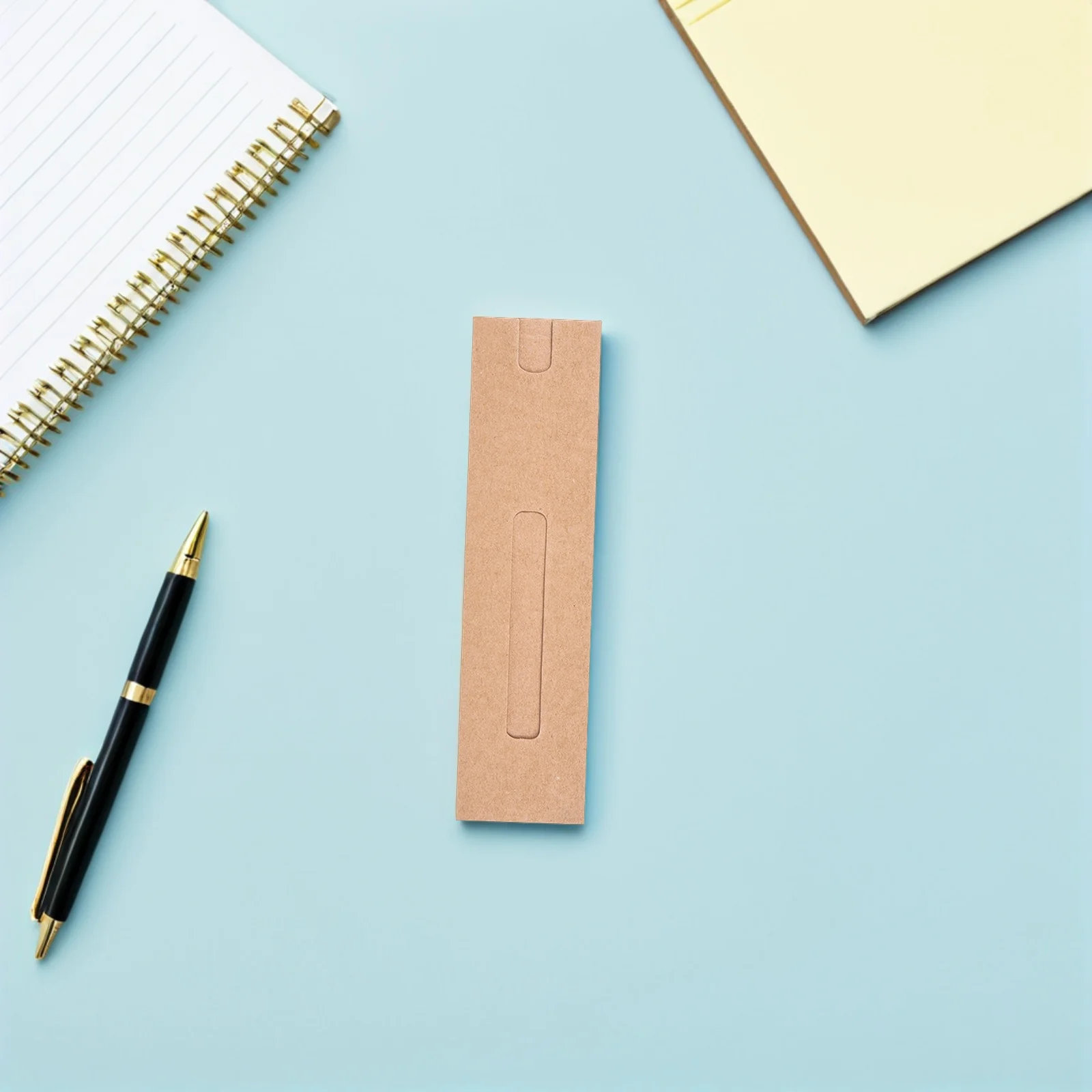 

50pcs Kraft Paper Sleeves Single Pen Storage Pouch Smooth Window Protective Holder Gift Packaging Brown Pen Tube Case
