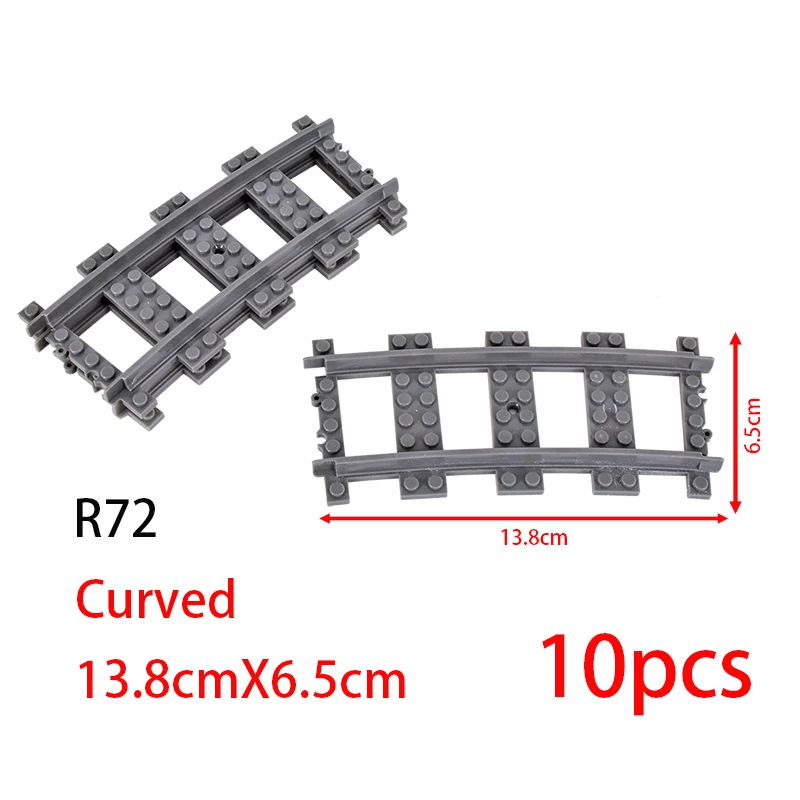MOC Stad Baksteen Schakelaar Cross Gevorkte Gebogen Rails Bouwsteen Trein Rail Curve Tracks R56 R72 R88 R104 Creatieve DIY Speelgoed