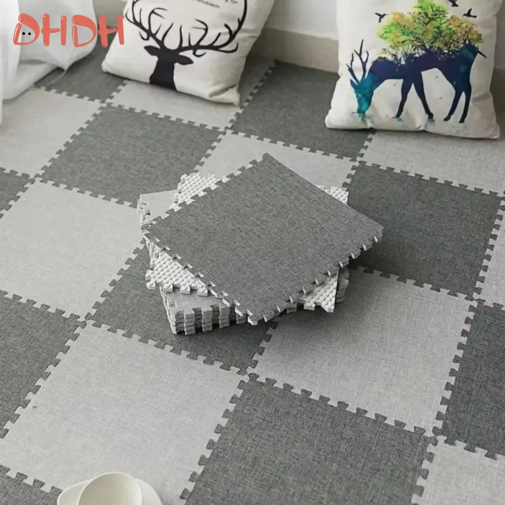 

DHDH Linen Rug High quality Baby Non-Slip Interlocking EVA Foam Floor Mat Children's Crawling Mat Bedroom Anti-slip Carpet
