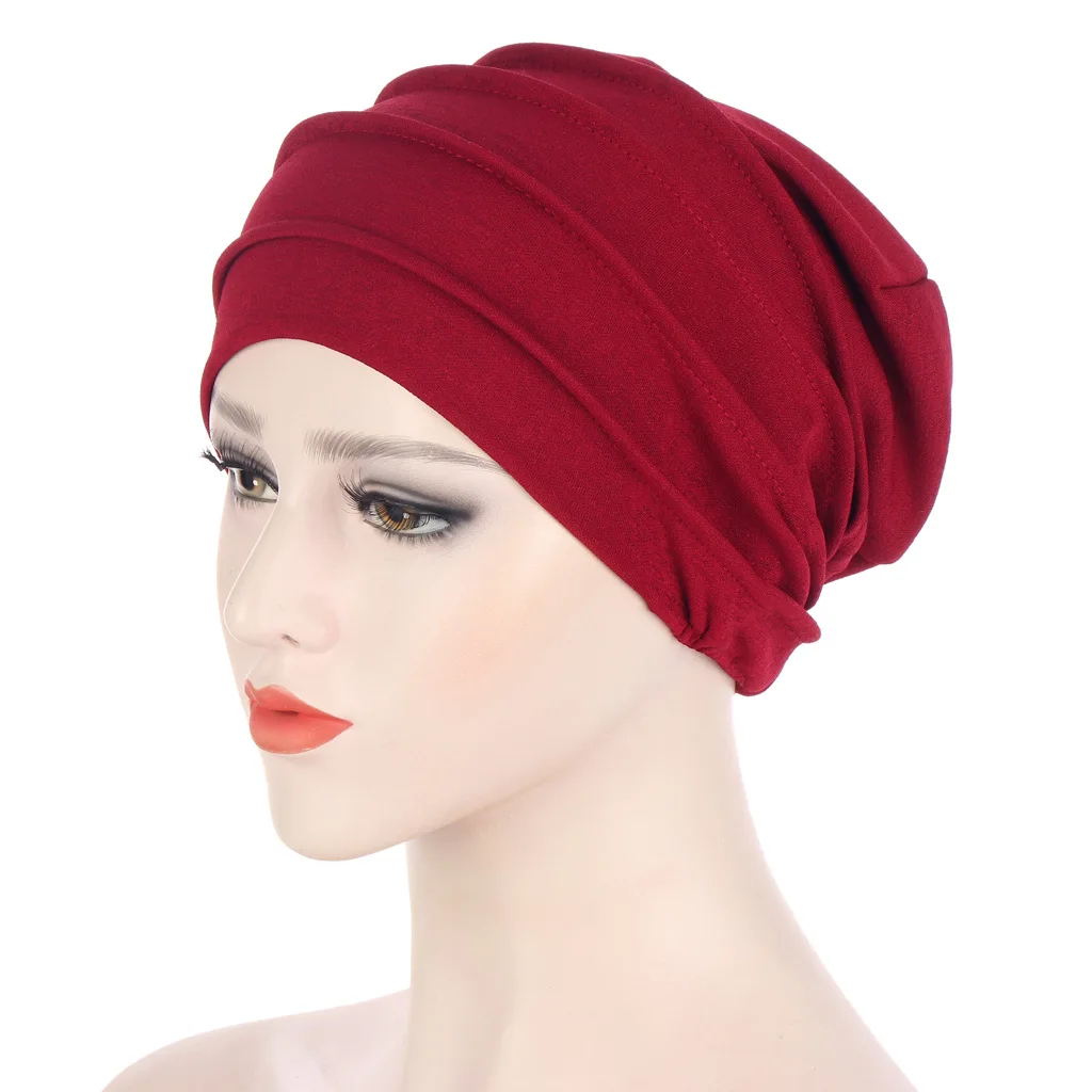 Women Cotton Breathe Hat New Women's Hijabs Turban Elastic Cloth Head Cap Hat Ladies Hair Accessories Muslim Scarf Cap Wholesale