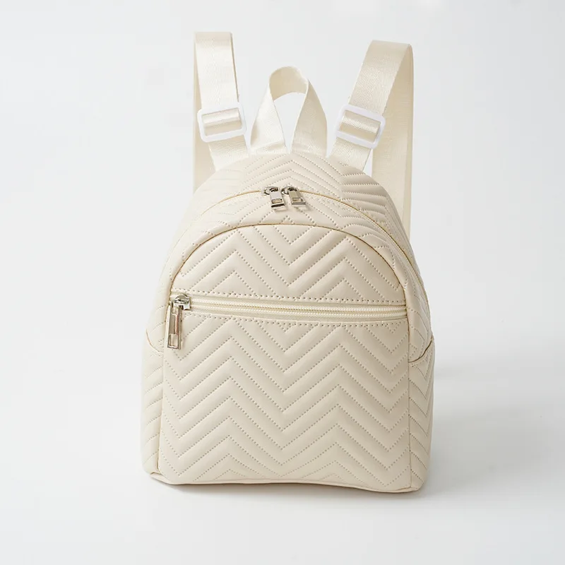 Women Small Backpack Chevron Embossed Classic Bag Multi-Function Female Phone Pouch Pack Ladies School Backpack Shoulder Bags