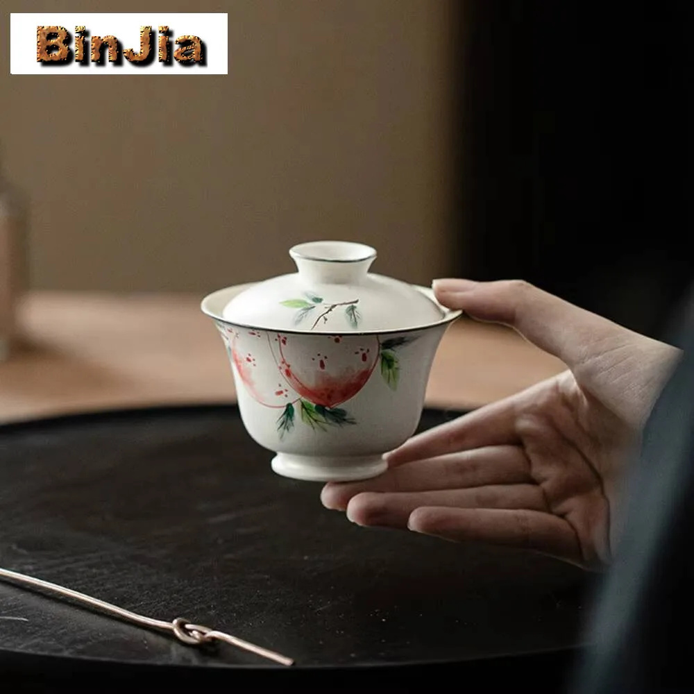 120 مللي رسمت باليد طول العمر الخوخ غايوان الرجعية مسحوق يين الشاي تورين صنع غطاء السلطانية خدمات روك مجموعة لوازم الديكور