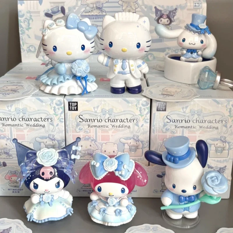

Новая семейная романтическая свадебная серия Sanrio, модная слепая коробка, милая модель, украшение для рабочего стола, коллекция игрушек, подарок на день рождения