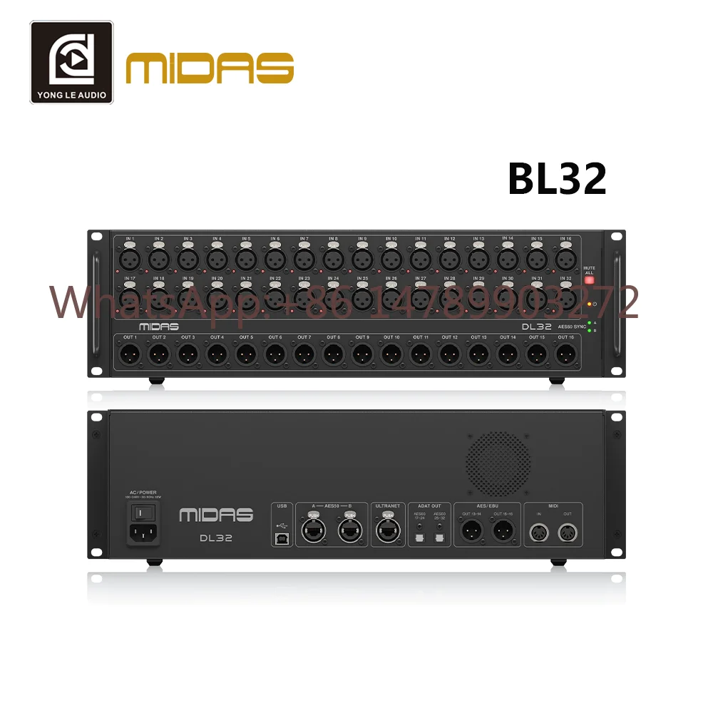Consola de Música MIDAS DL32 de 32 Canales e Interfaz de Audio Profesional de 24 bits/192 kHz para Grabación en PC/Móvil, Estudio de DJ