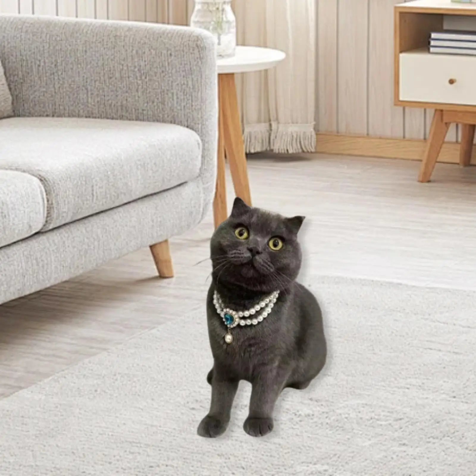 Kitten Collar Adjustable Pearl Pet Necklace Lightweight Cute Accessory for Small Dogs and Indoor Cats