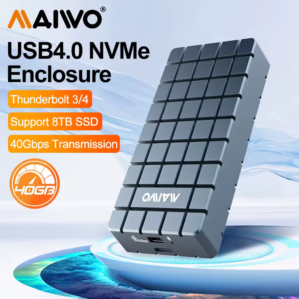 MAIWO USB 4.0 40Gbps M.2 NVMe SSD 인클로저 호환 M2-Type-c 4.0 Thunderbolt 4/3 하드 박스가 포함된 8TB 솔리드 스테이트 드라이브 케이스