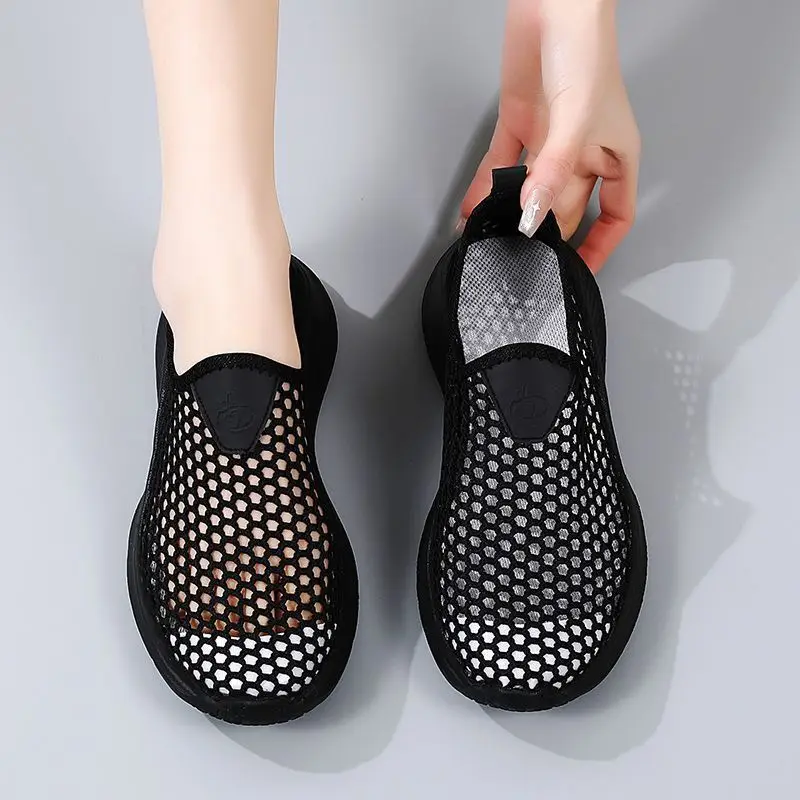 Summer Women Shoes Solid Color Loafers Mesh Sneakers Openwork Ladies Shoe Comfortable Breathable Outdoor Zapatos Para Mujeres