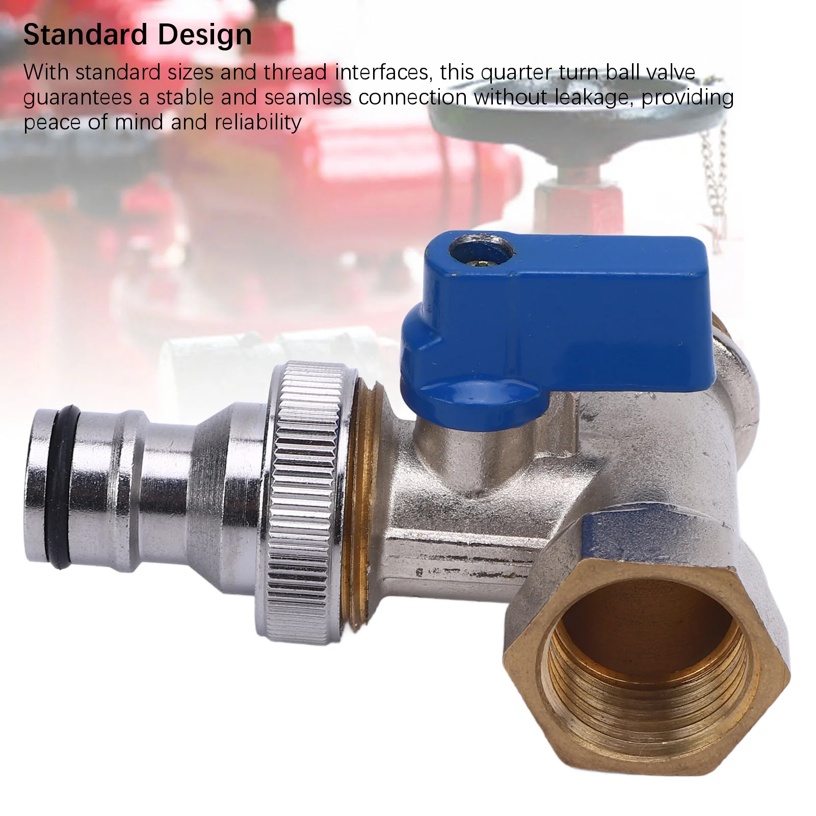 Angle Shut Off Valve 15mm Male Interface Versatile Usage Quarter Turn Ball Valve Tee Shunt Design for Washing Machine Toilet