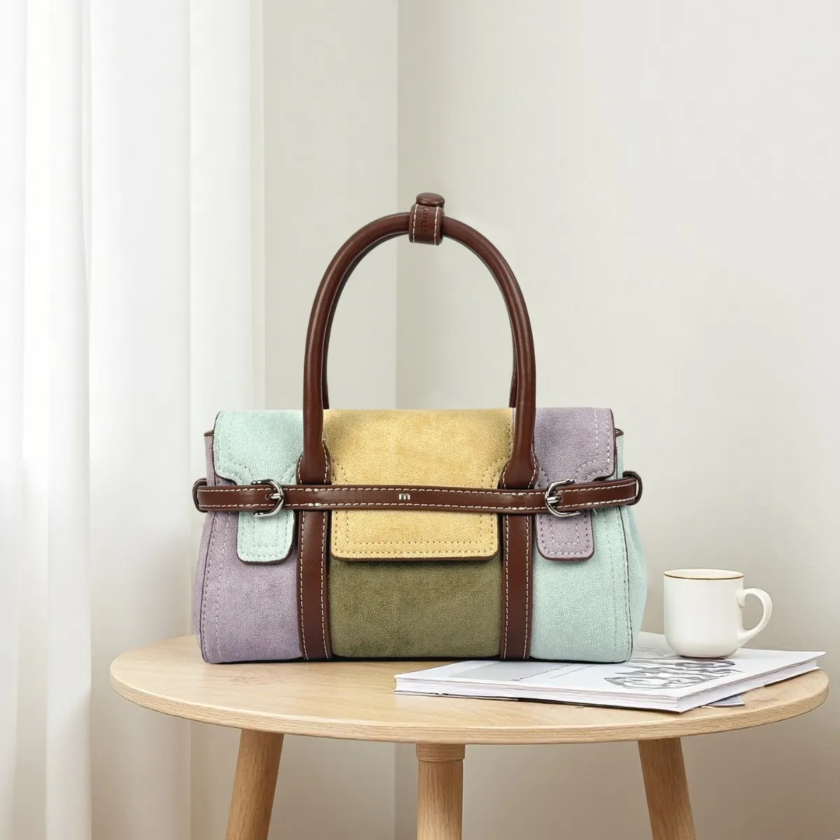 New small square bag, color blocked bag, dreamy girl handbag, niche fashion small square bag, crossbody shoulder bag
