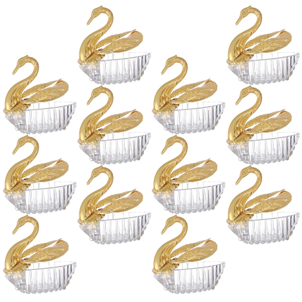 

12pcs Candy Box Valentine Little Swan Shape Delicate Plastic Holder Home Decor Party Favors Gift Packaging Holiday Decoration