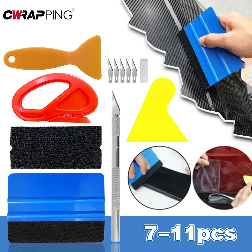 Car Film Wrap Tools Vinyl Spatula Scraper Cutter Wrapping Tools Squeegee Set for Vehicle Window Auto Body Tint Car Accessories