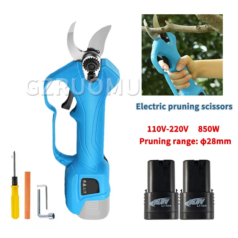 16.8V 2Ah Cordless Electric Pruning Shears Efficient Garden Pruner Battery Rechargeable Trimmer Bonsai Scissors Max Cutting 28MM