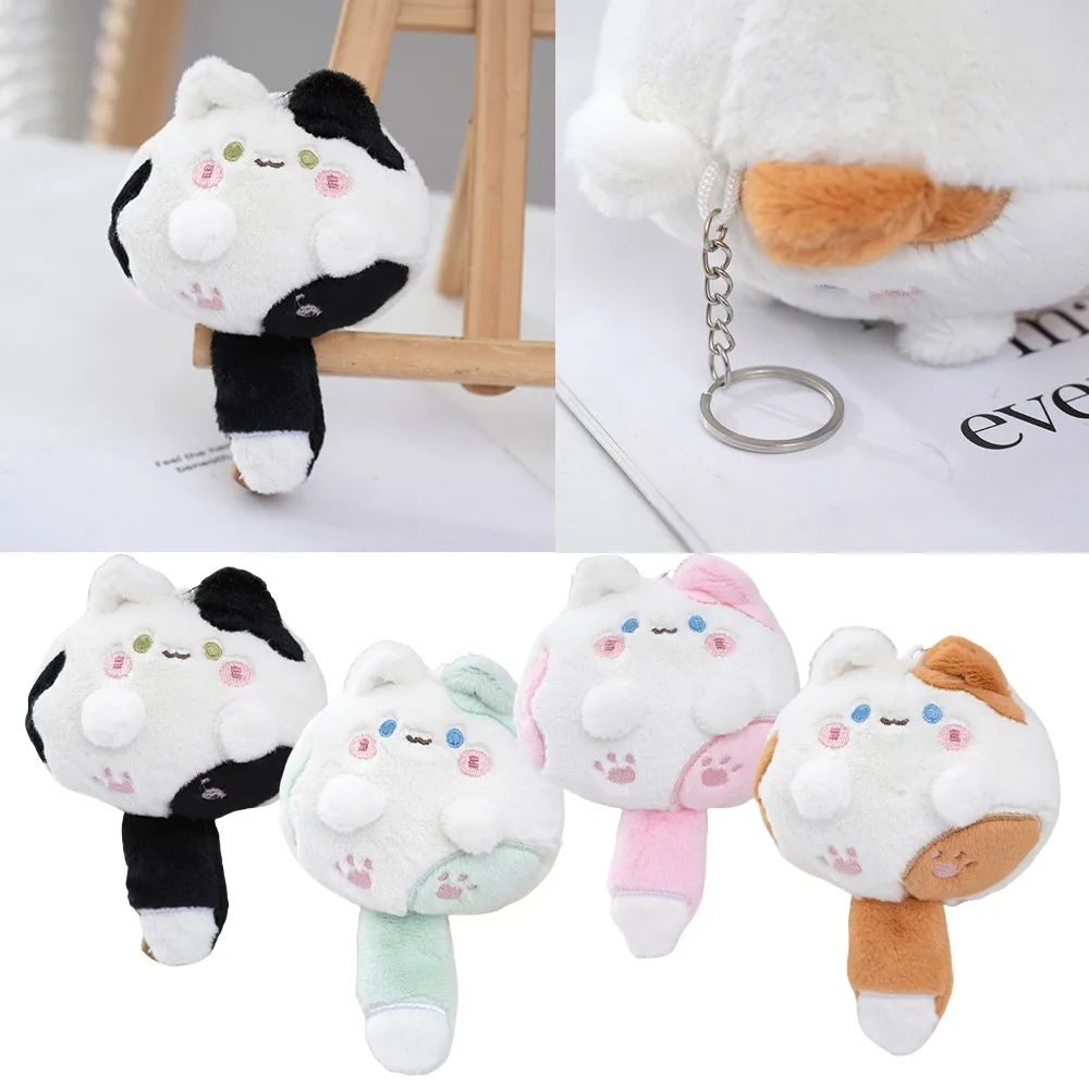 Cartoon Squeak Long Tailed Cat Keychain Cute Soft Hanging Pendant Kawaii Bag Ornaments for Girl's Bag
