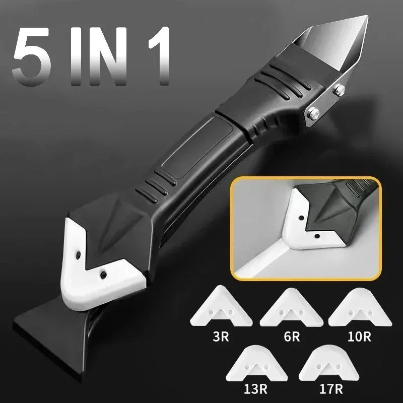 

5 In 1 Silicone Scraper Sealant Smooth Remover Tool Set Caulking Finisher Smooth Grout Kit Floor Mould Removal Hand Tools Set