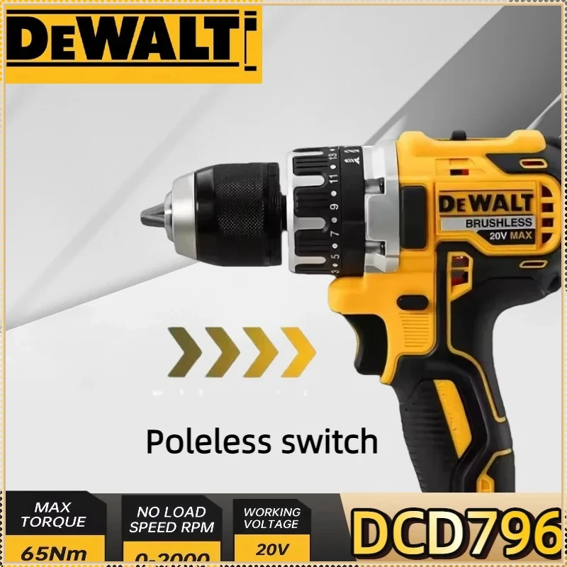 Furadeira de Impacto Sem Fio Dewalt DCD796, Furadeira Compacta Sem Escovas, Ferramentas Portáteis Recarregáveis para Bateria Dewalt