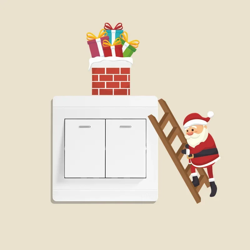 

Funny Christmas Switch Decorations Santa Snowman Elk Switch Sticker Children's Room Wall Switch Sticker New Year 2026 Decor