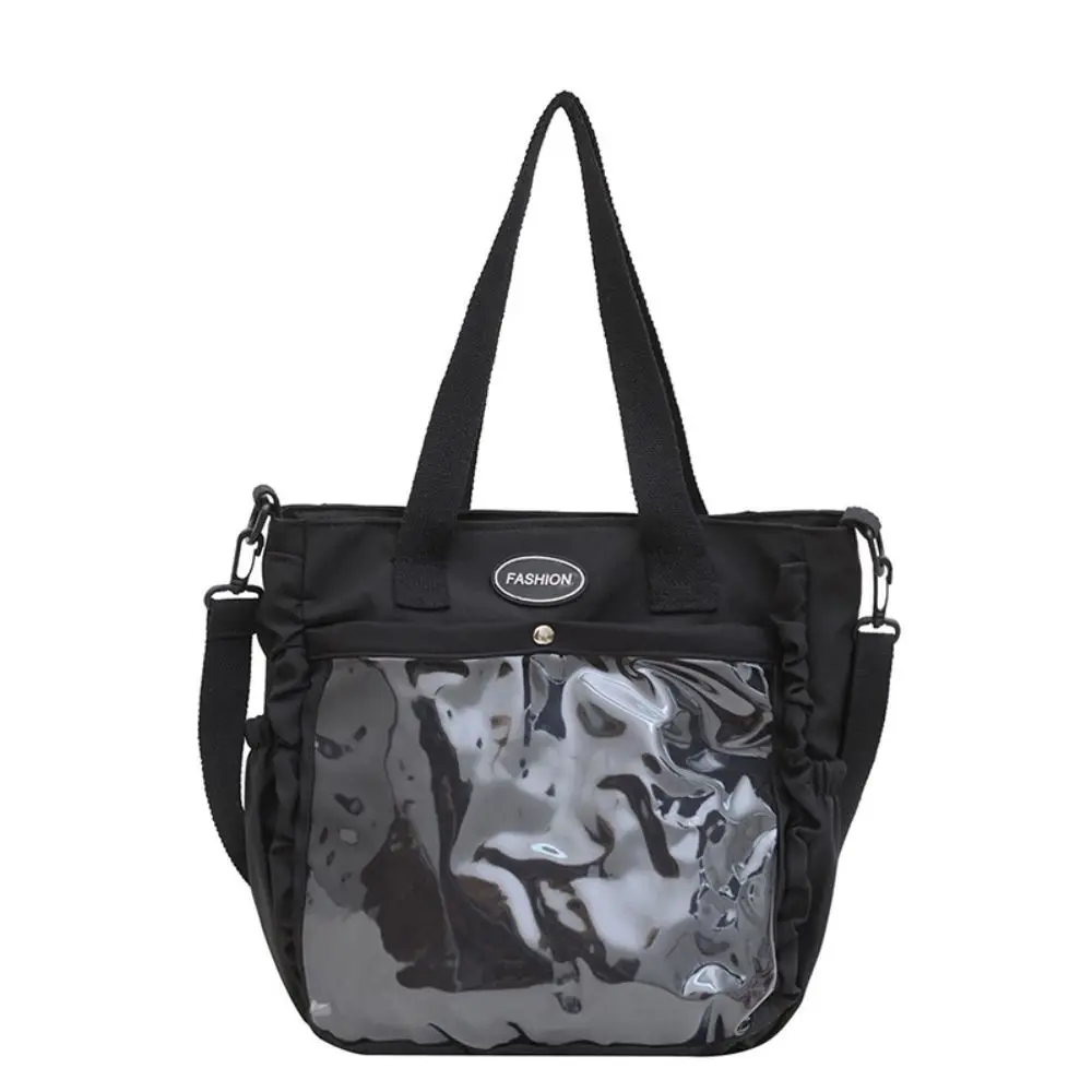 Bolso de mano de lona con exhibición de insignia de nailon Itabag transparente de PVC que combina con todo, bolso escolar para estudiantes de estilo japonés JK, compras