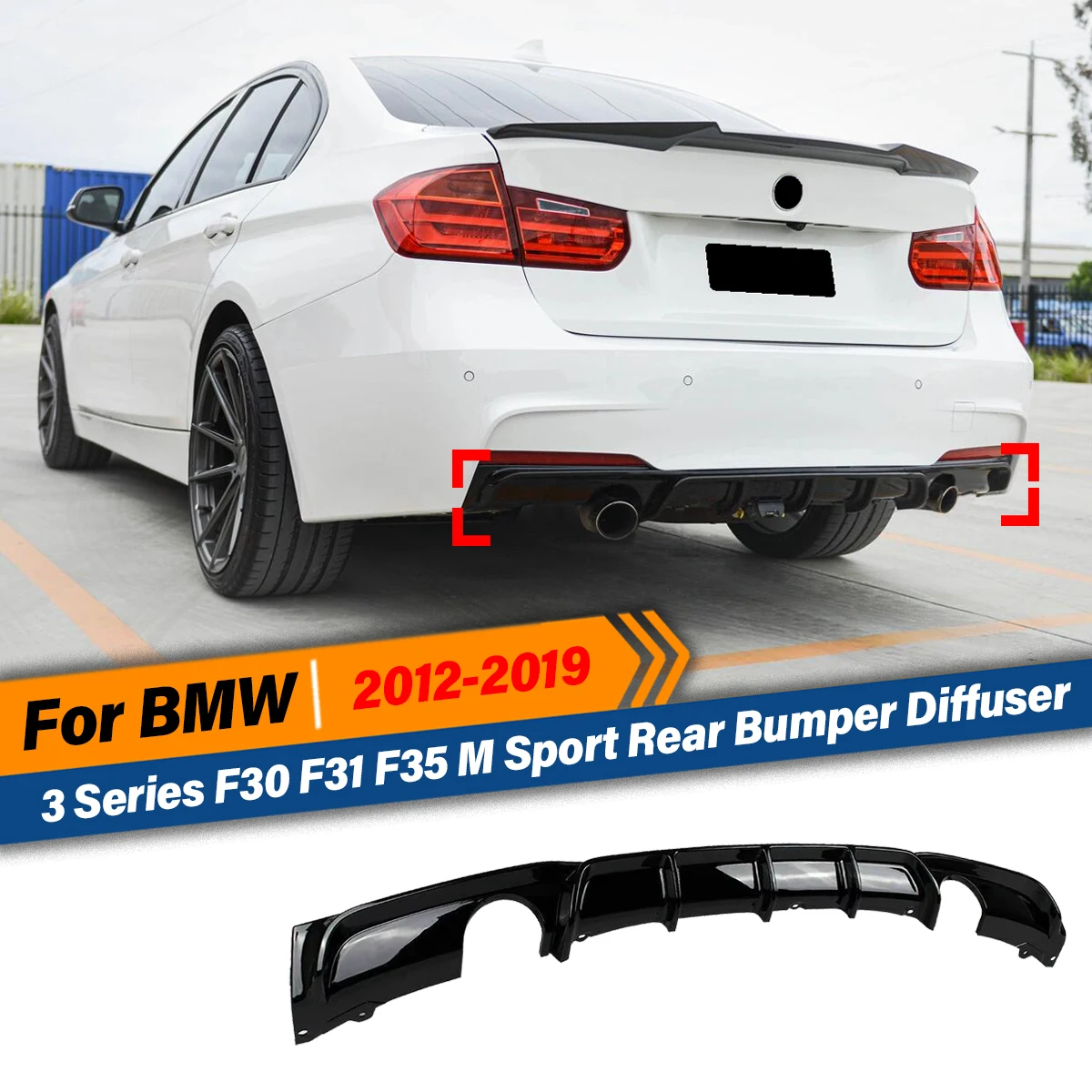 

For BMW 3 Series F30 F31 F35 M Sport 2012 2013 2014 2015 2016 2017 2018 2019 MP Style Rear Bumper Diffuser Lip Car Body Kits