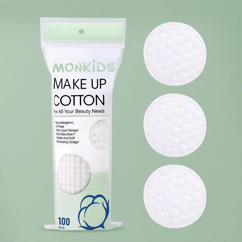 100 Uds. Almohadillas de algodón con textura de perlas de doble cara, almohadillas desmaquillantes circulares suaves y transpirables utilizadas para limpieza Facial diaria