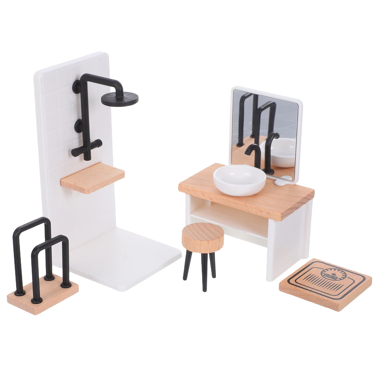 

Furniture Room Bathroom Decorations Towel Holder Plastic Dollhouse Mini Rack