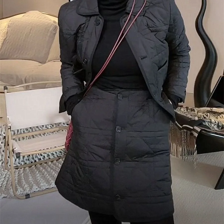 

Cropped Winter Warm 2 Piece Sets Womens Outfits Office Ladies Jacket + Skirt Sets Parkas Sets Black Loose Causal Outfit 2024