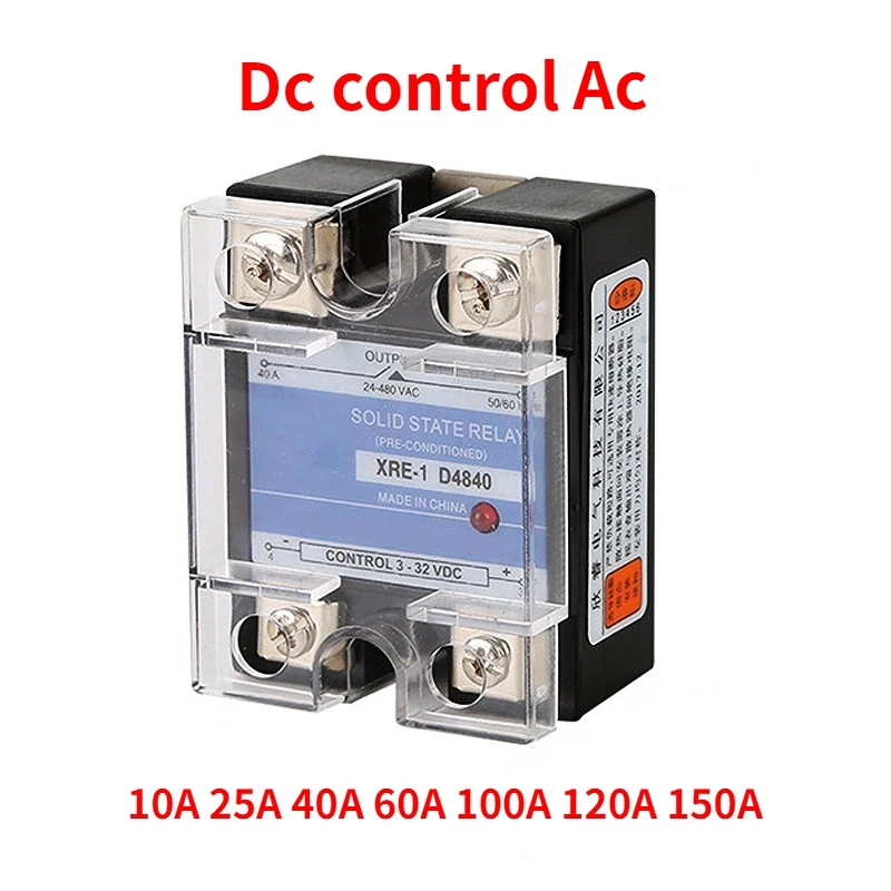 Solid State Relay SSR-10DA 25DA 40D 80A 100A SSR Single Phase DC Control AC 3-32VDC To 480VDC 600V 10A 25A 40A DA