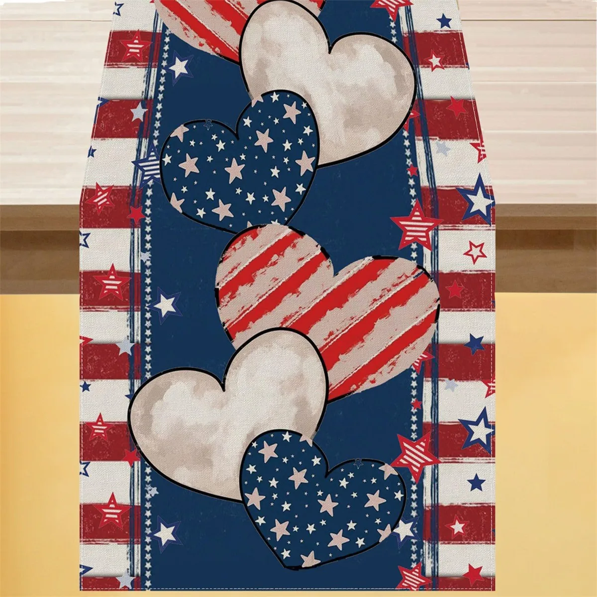 لافتة متدلية على شكل نجمة وطنية على شكل قلب لتزيين طاولة الحفلات ورق حائط للمهرجانات ديكور المنزل وديكور حفلات السباق