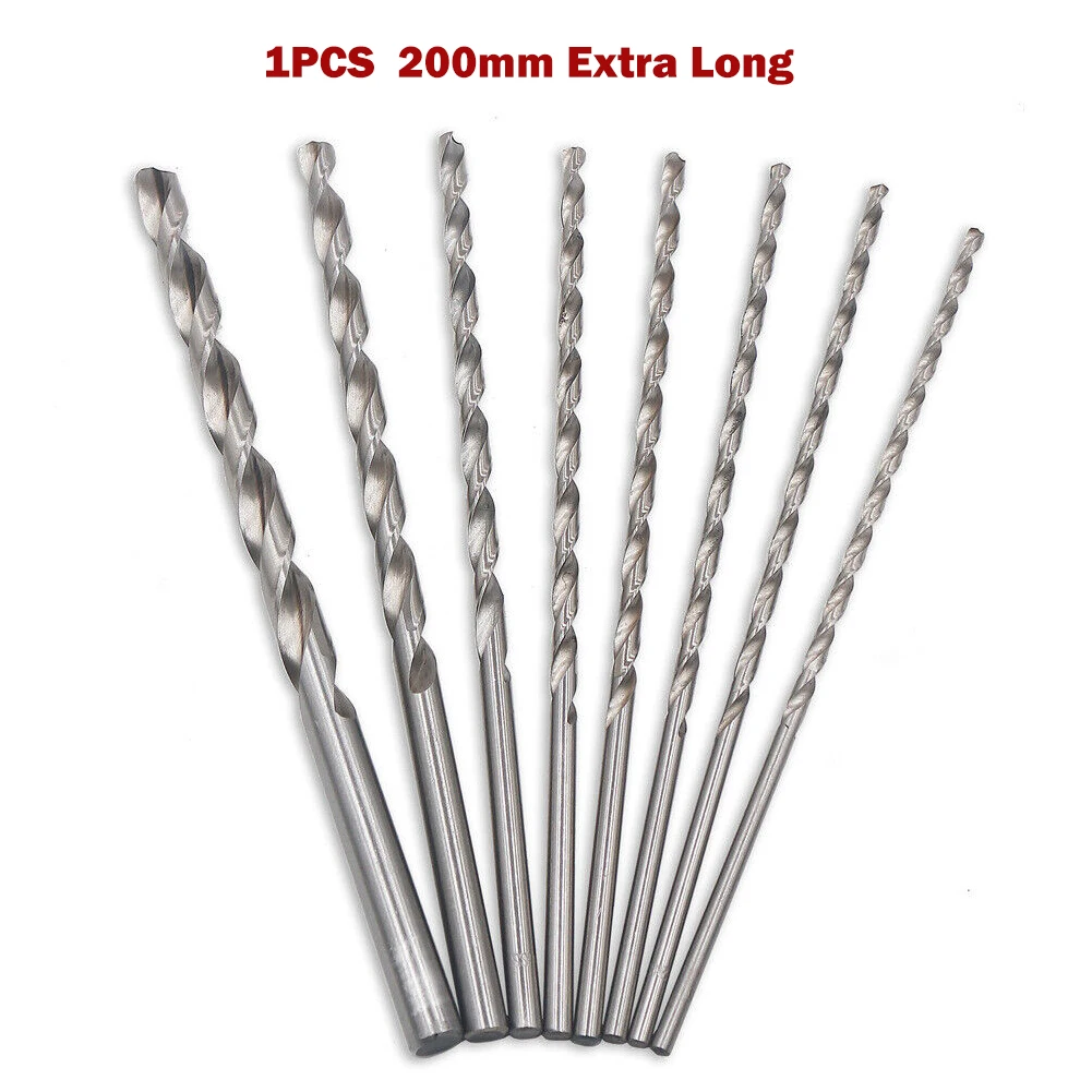 200mm Extra Long Drill Bits HSS Drill Bits 2-10mm Deeper Round Shrank For Metal Stainless Steel Plastic Aluminum Drilling Tool