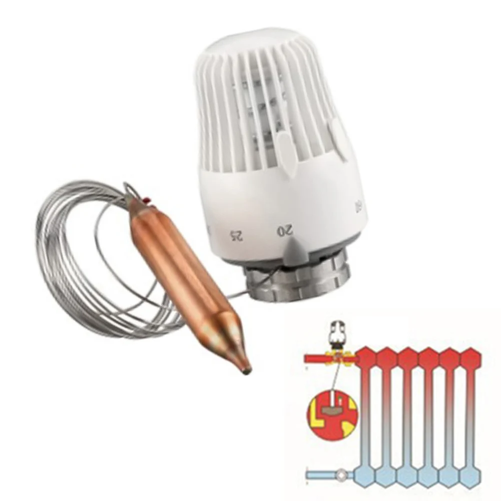 Automatic Temperature Control Valve Remote Sensor Thermostat Head K White 2 Metre Capillary Tube For Heimeier Radiator Actuator