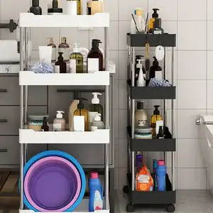 1 pcs 3/4 layer of Utility Cart Shelf Mobile storage gap Storage Kitchen Bathroom Slide Slide Organizer Steel room 10 Main Sales Organizer Cart - №6