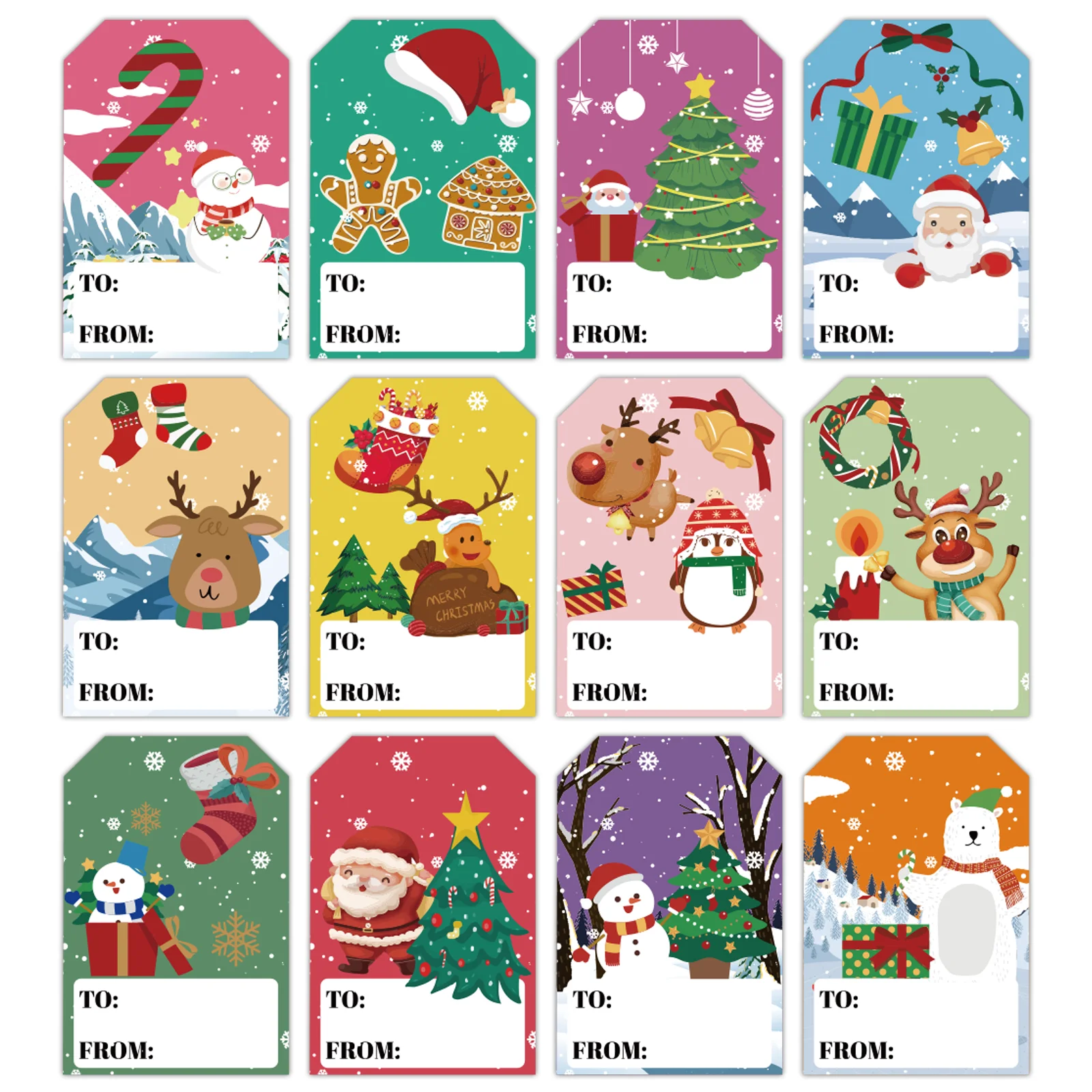 120 szt. Samoprzylepna zawieszka na prezent bożonarodzeniowy Xmas etykiety z imionami naklejki świąteczne papierowe etykiety świąteczne etykiety.