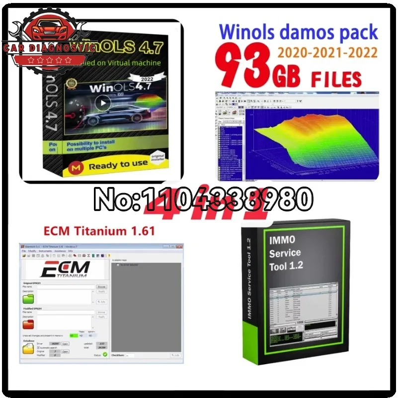 New WinOLS 4.7 Auto Repair Software with 93GB Damos Files ECM Titanium 26100 Imm service Tool V1.2 And Installation Video Guide