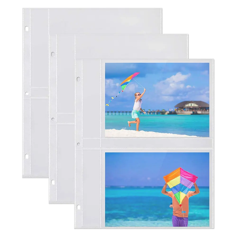 10Pcs Transparent Photo Album Inner A5 3/7-Ring Photocard Binders Sleeves 1/2/4/6 Pockets Kpop Album Refill Pages Cards Storage