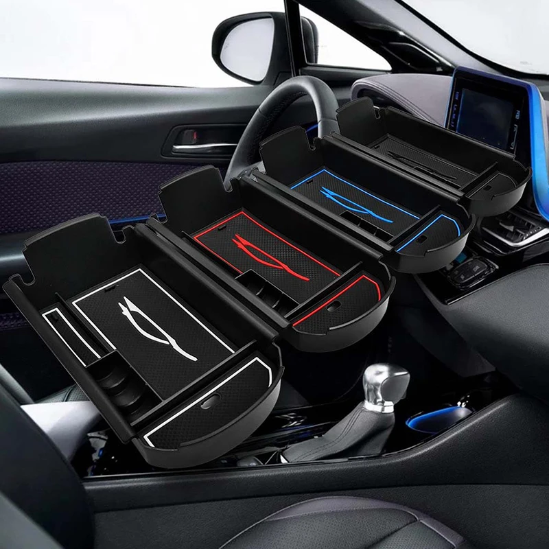 Center Console Holder Tray Car Armrest Box Phone Card Organizer Storage Box For Toyota CHR C-HR 2016 2017 2018 2019 2020 2021